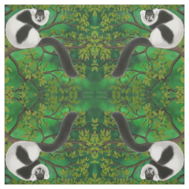 Tissu blanc noir de lémur de Ruffed (Échantillon)