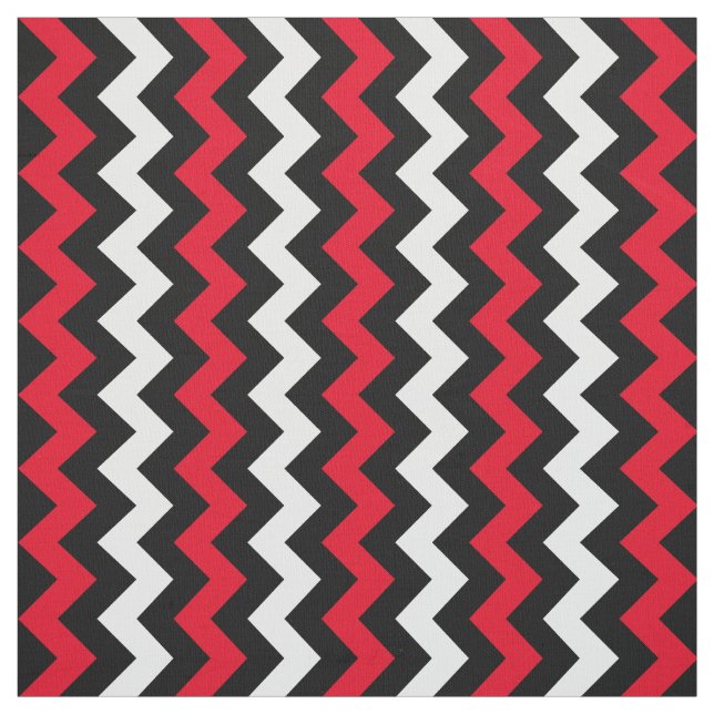 Tissu Blanc noir et rouge Chevron (Échantillon)