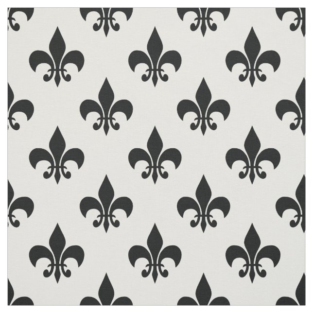 Tissu Blanc noir Fleur de lis Textile (Échantillon)