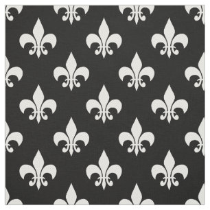 Tissu Blanc noir Fleur de lis Textile