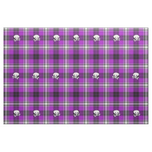 Tissu blanc noir pourpre de cool de plaid de crân