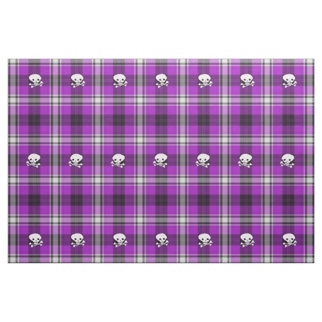Tissu blanc noir pourpre de cool de plaid de crâne (Yard)