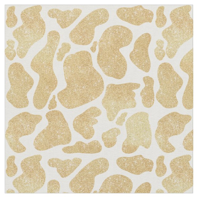 Tissu Blanc Or simple Grandes Portes de vache Motif anim (Fermer)