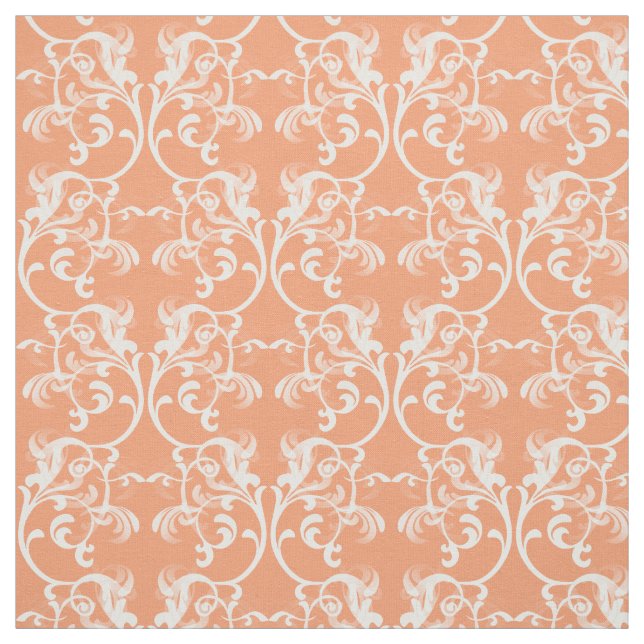 Tissu Blanc Orange Parisien Damask Fabric (Échantillon)