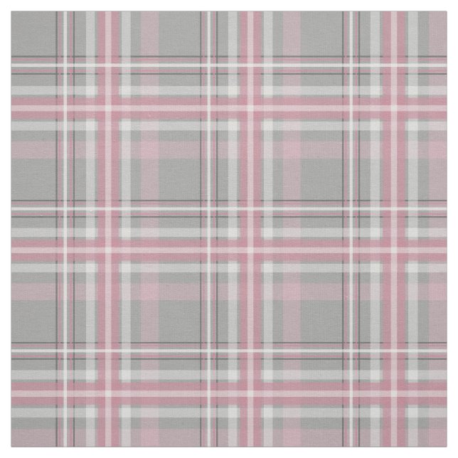Tissu blanc plaid rose gris (Échantillon)