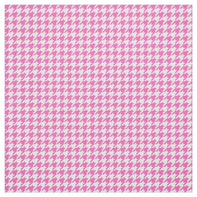 Tissu blanc rose de motif de pied-de-poule (Échantillon)