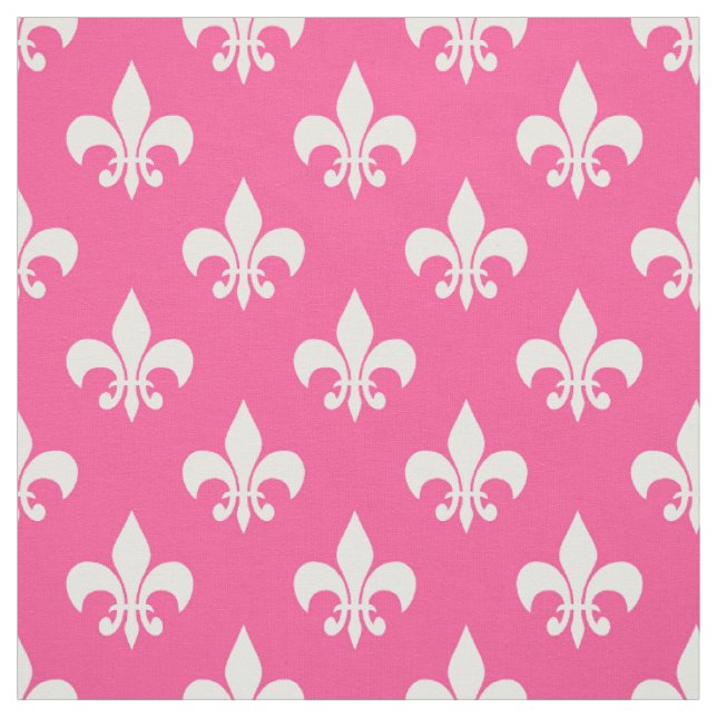 Tissu Blanc rose Fleur de lis Textile (Échantillon)