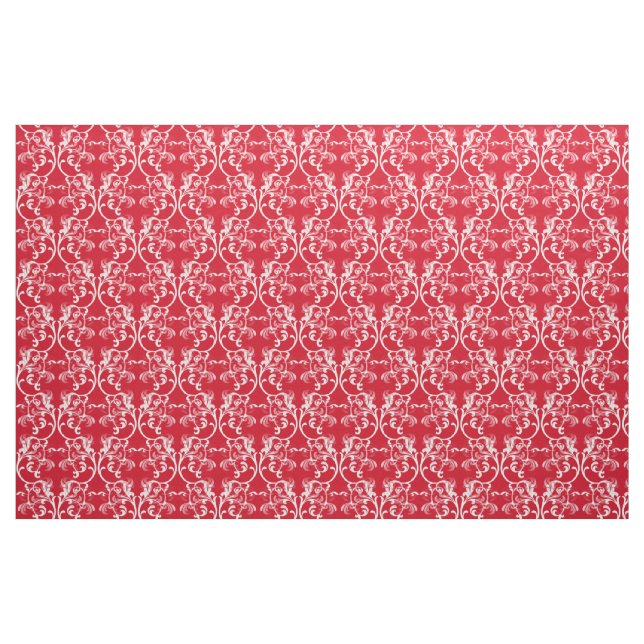 Tissu blanc rouge parisien Damask (Fat Quarter)