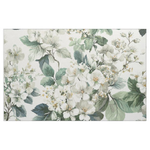 Tissu Blanc Rustique Botanique Floral Bohème Vintage