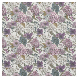 Tissu Blanc Rustique Fleur Botanique Vintage Floral