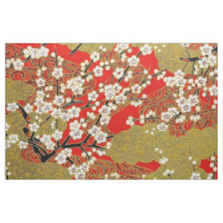 Tissu Blanc Sakura Fine Vintage Motif japonais