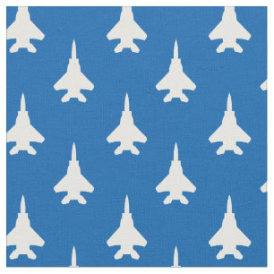 Tissu Blanc sur Blue Strike Eagle Fighter Jet Motif