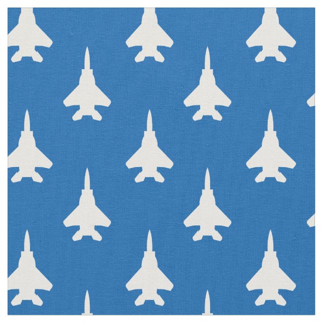 Tissu Blanc sur Blue Strike Eagle Fighter Jet Motif (Fermer)