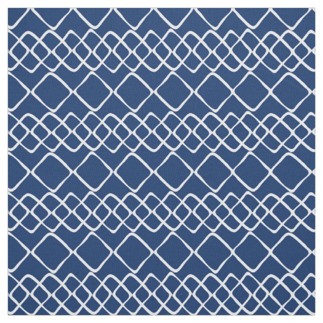Tissu Blanc sur des tuiles de diamant de bleu marine (Échantillon)
