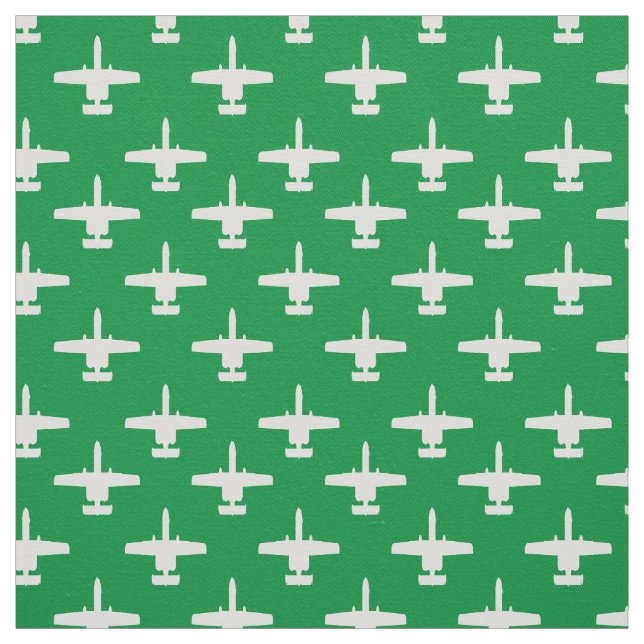 Tissu Blanc sur vert A-10 Warthog Attack Jet Motif (Échantillon)