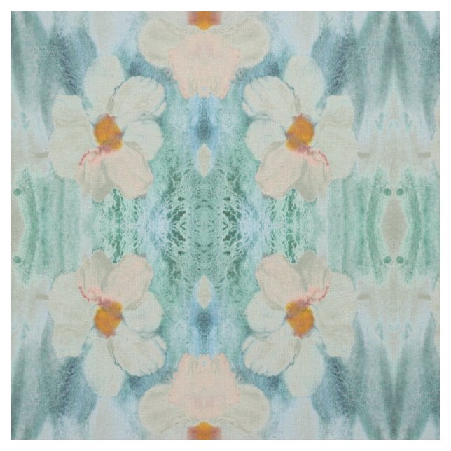 Tissu Blanc, teinte de sarcelle et or (Échantillon)