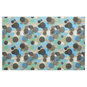 Tissu Blanc Turquoise Monnaie Pois Motif Faux Wood