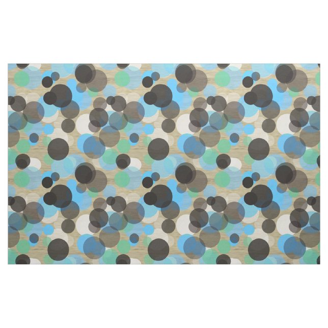 Tissu Blanc Turquoise Monnaie Pois Motif Faux Wood (Fat Quarter)