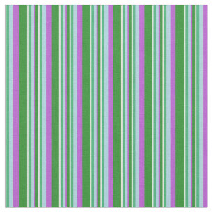 Tissu Blanc, Vert, Bleu clair, Motif à rayures orchidées