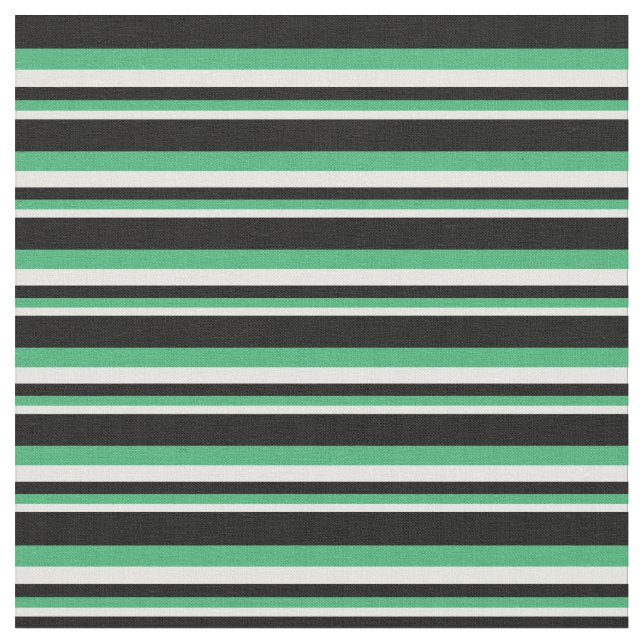 Tissu Blanc, Vert mer et Motif noir (Fermer)