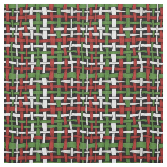 Tissu Blanc vert rouge tissé de toile de jute (Échantillon)