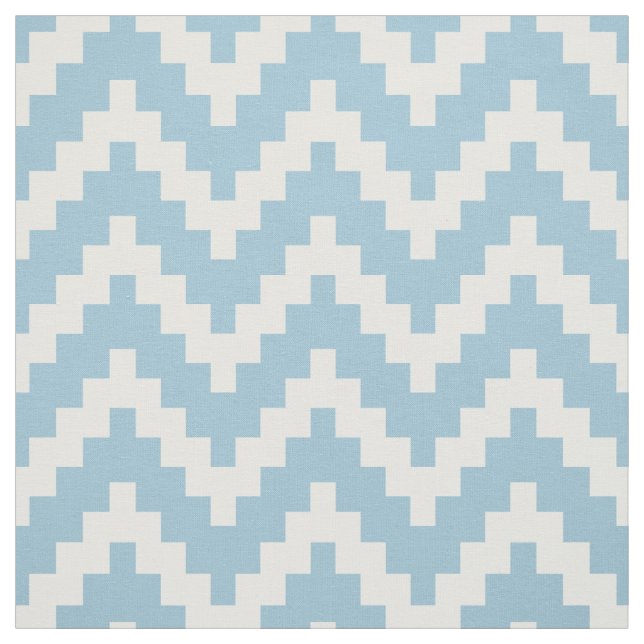 Tissu Blanc Zigzag Ikat et Arrière - plan bleu bébé pers (Échantillon)