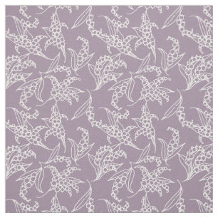 Tissu Blancs de Lily-de-la-Vallée sur le floral Mauve
