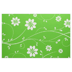 Tissu Blancs et verts délicats motifs floraux