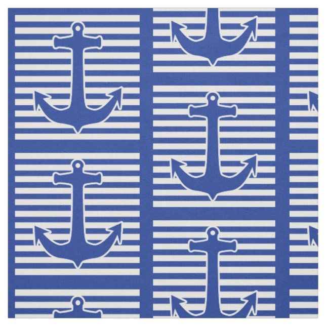 Tissu Blancs larges et bleu Ancre + votre dos. (Échantillon)