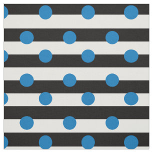 Tissu Blancs Noirs Avec Pois Bleus