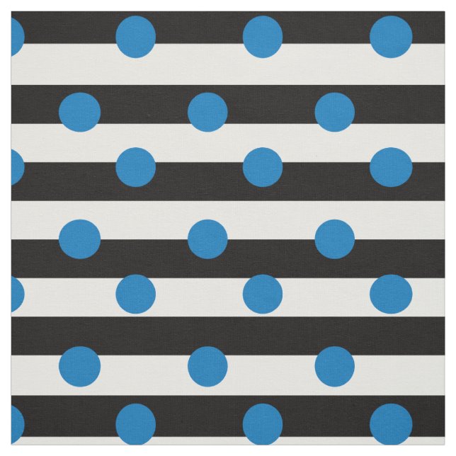 Tissu Blancs Noirs Avec Pois Bleus (Échantillon)
