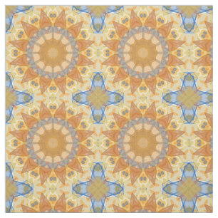 Tissu Bleu Abstrait et Jaune - Géométrique