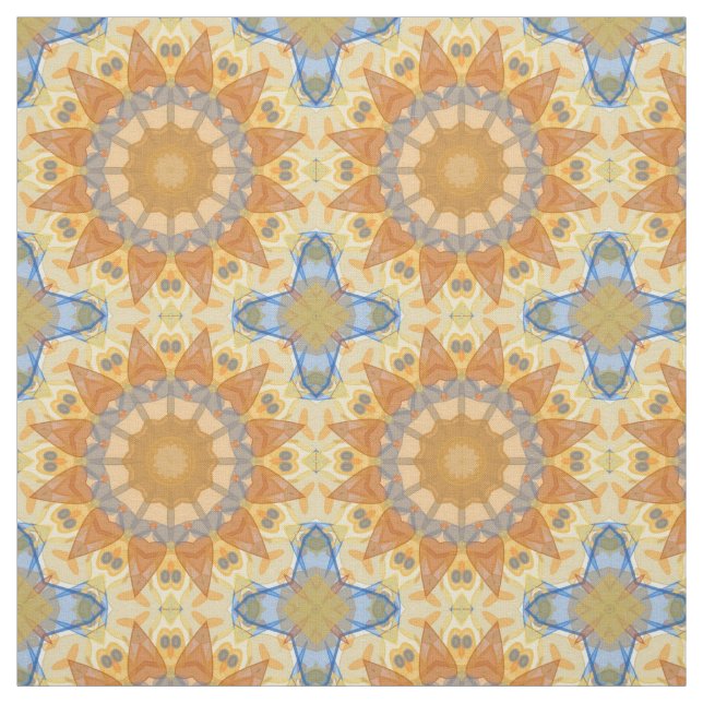 Tissu Bleu Abstrait et Jaune - Géométrique (Échantillon)