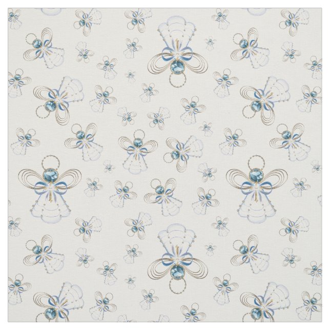Tissu Bleu Ange de Noël de foi Motif sans couture (Échantillon)