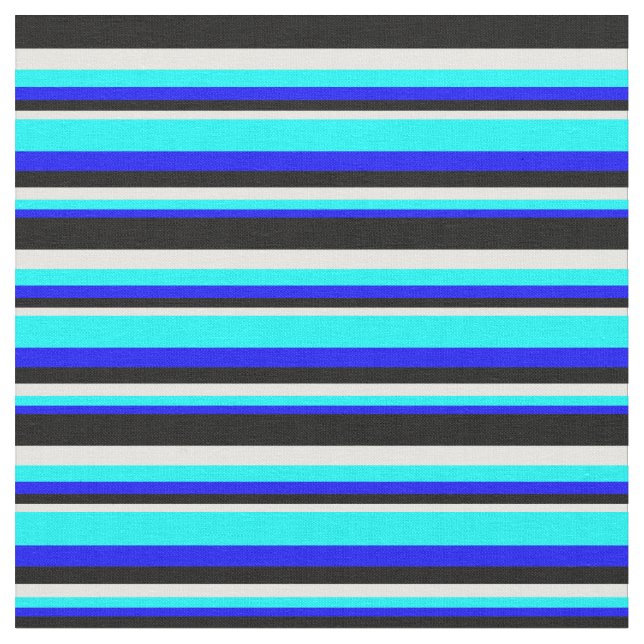 Tissu Bleu, Aqua, Blancs et Noirs (Fermer)