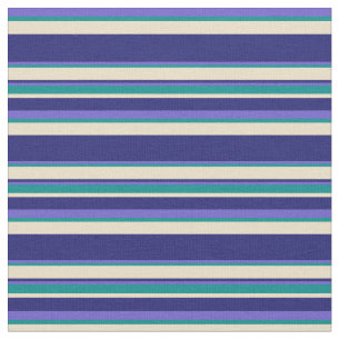 Tissu Bleu ardoise, Cyan foncé, Tan & Bleu de minuit