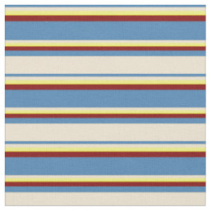 Tissu Bleu, beige, jaune et marron