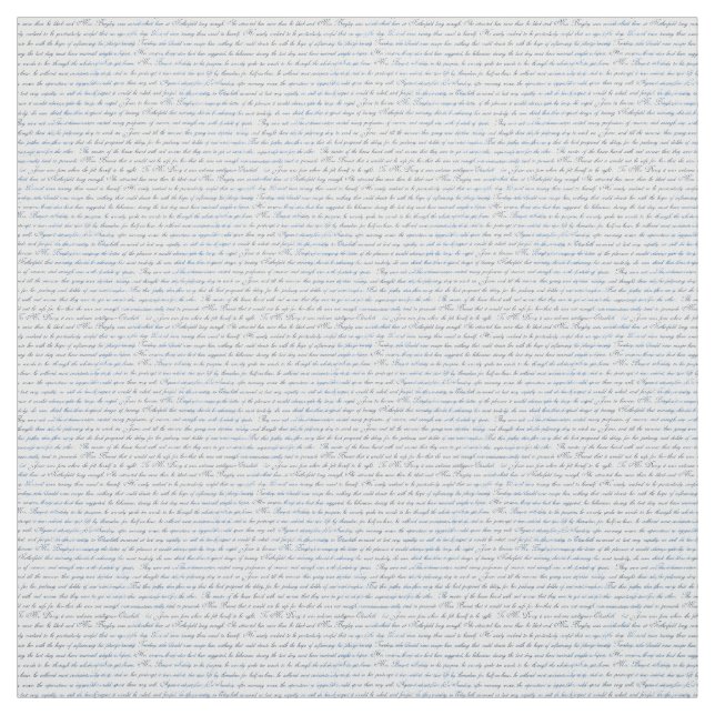 Tissu bleu blanc des textes de Jane Austen (Échantillon)