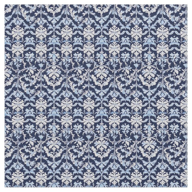 Tissu Bleu blanc et gris Damas William Morris Style (Fermer)