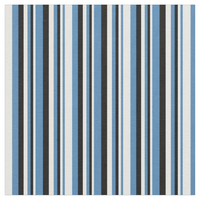 Tissu Bleu, blanc et noir Motif de lignes (Fermer)