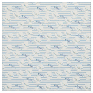 Tissu Bleu blanc Flore d'Eucalyptus