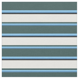 Tissu Bleu, bleu ciel, gris ardoise foncé, blanc et noir