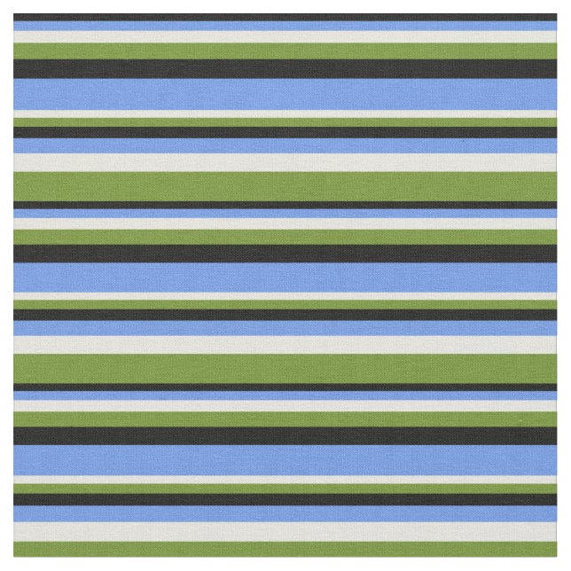 Tissu Bleu, Bleu de Cornouailles, Beige & Vert (Fermer)