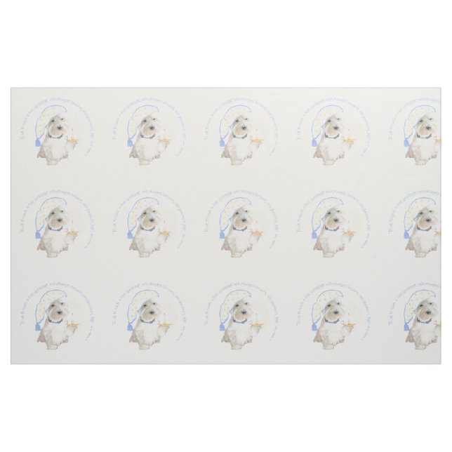 Tissu Bleu Bonne Nuit Westie (Fat Quarter)