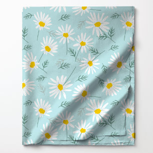 Tissu Bleu botanique et blanc délicat floral Daisy