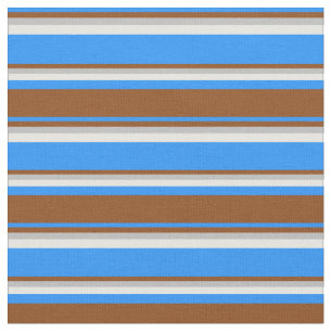 Tissu Bleu, Brown, Gris & Crème de Monnaie Motif de Gris