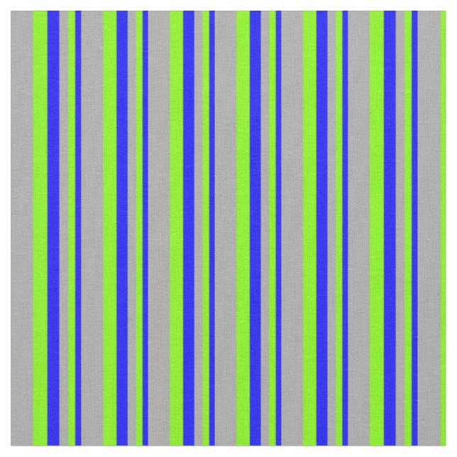 Tissu Bleu, Chartreuse & Gris foncé Motif des rayures (Fermer)