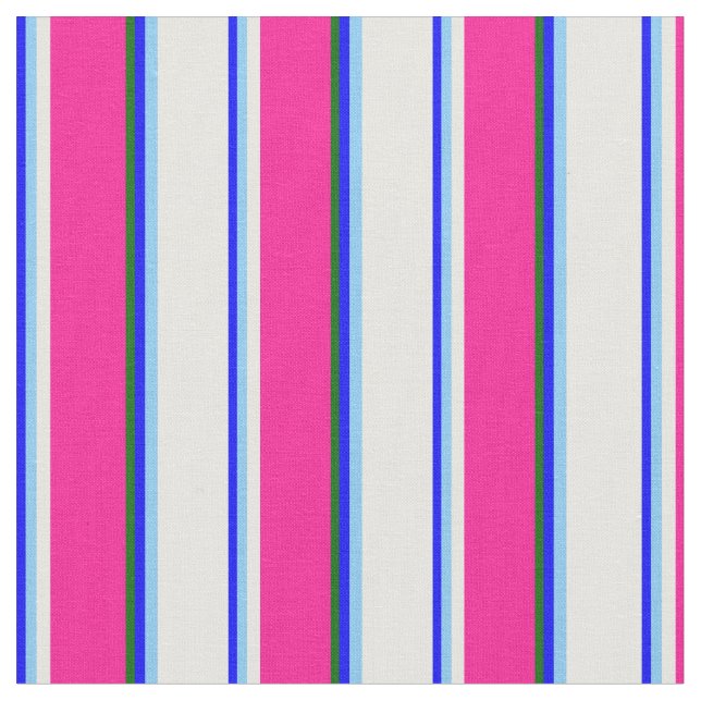 Tissu Bleu, Ciel clair, Blanc, Rose profond, Vert foncé (Fermer)