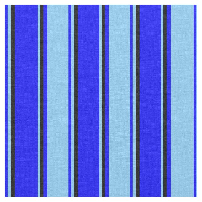 Tissu Bleu, Ciel clair bleu et Motif noir (Fermer)