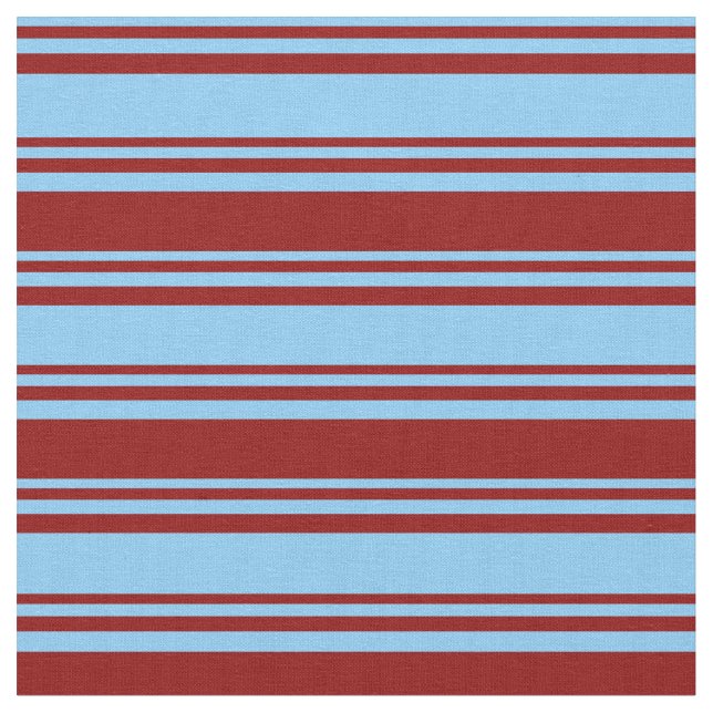 Tissu Bleu ciel clair et rayures rouge foncé (Fermer)